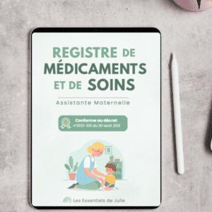 Registre de médicaments et de soins pour assistante maternelle - Version PDF