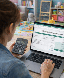 Calcul salaire assistante maternelle sur ordinateur avec mensualisation et indemnités