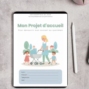 Projet d’accueil pour assistante maternelle en version PDF affiché sur une tablette